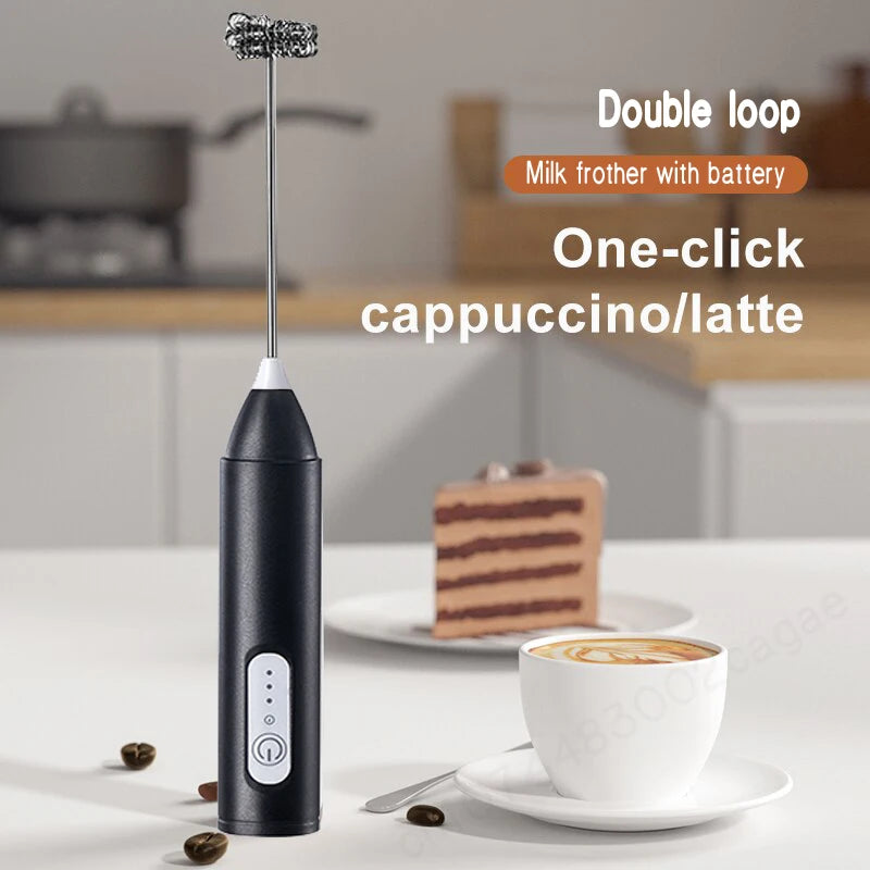 Rechargeable Electric Milk Frother — 3-Speed Handheld Whisk