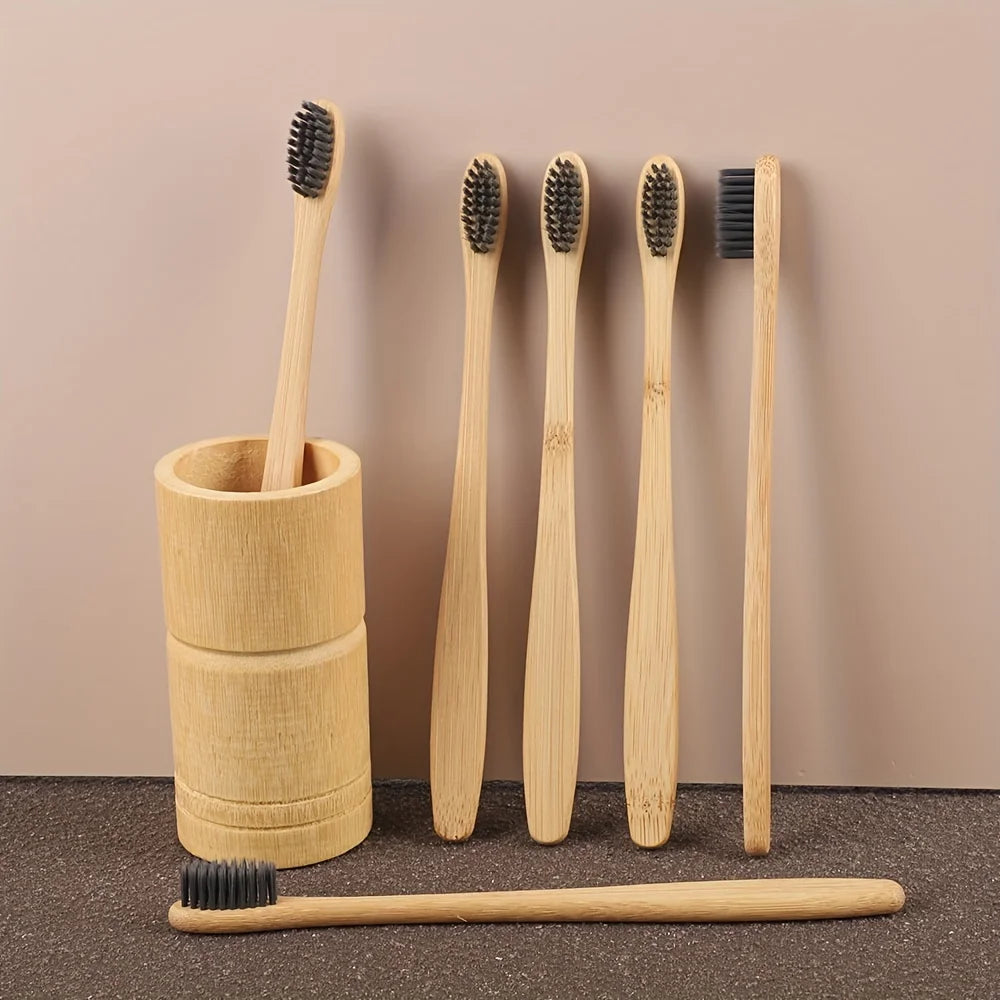 Bamboo Toothbrushes (6 Pack) — Soft Bristles, Plastic-Free