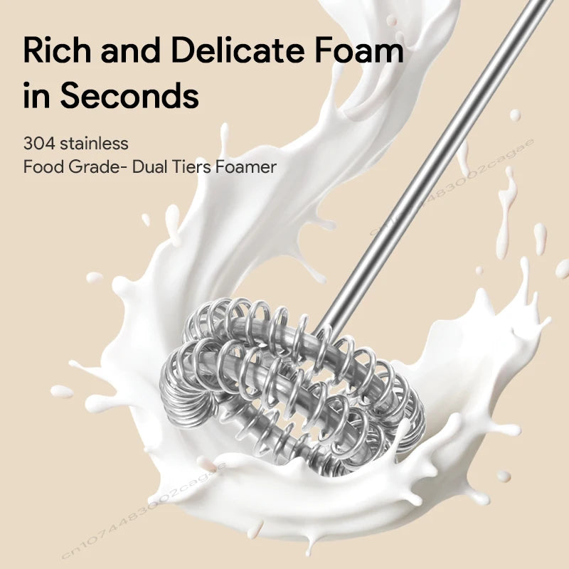 Rechargeable Electric Milk Frother — 3-Speed Handheld Whisk