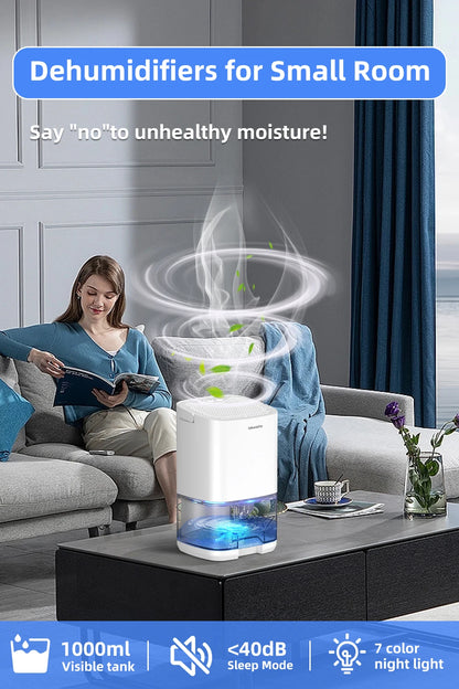 Portable 1L Dehumidifier — Quiet & Energy-Efficient