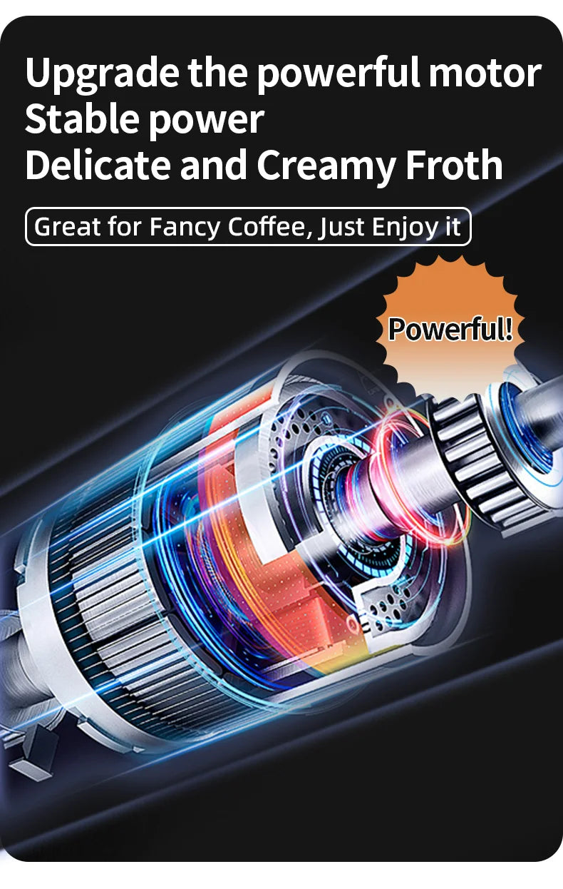 Rechargeable Electric Milk Frother — 3-Speed Handheld Whisk