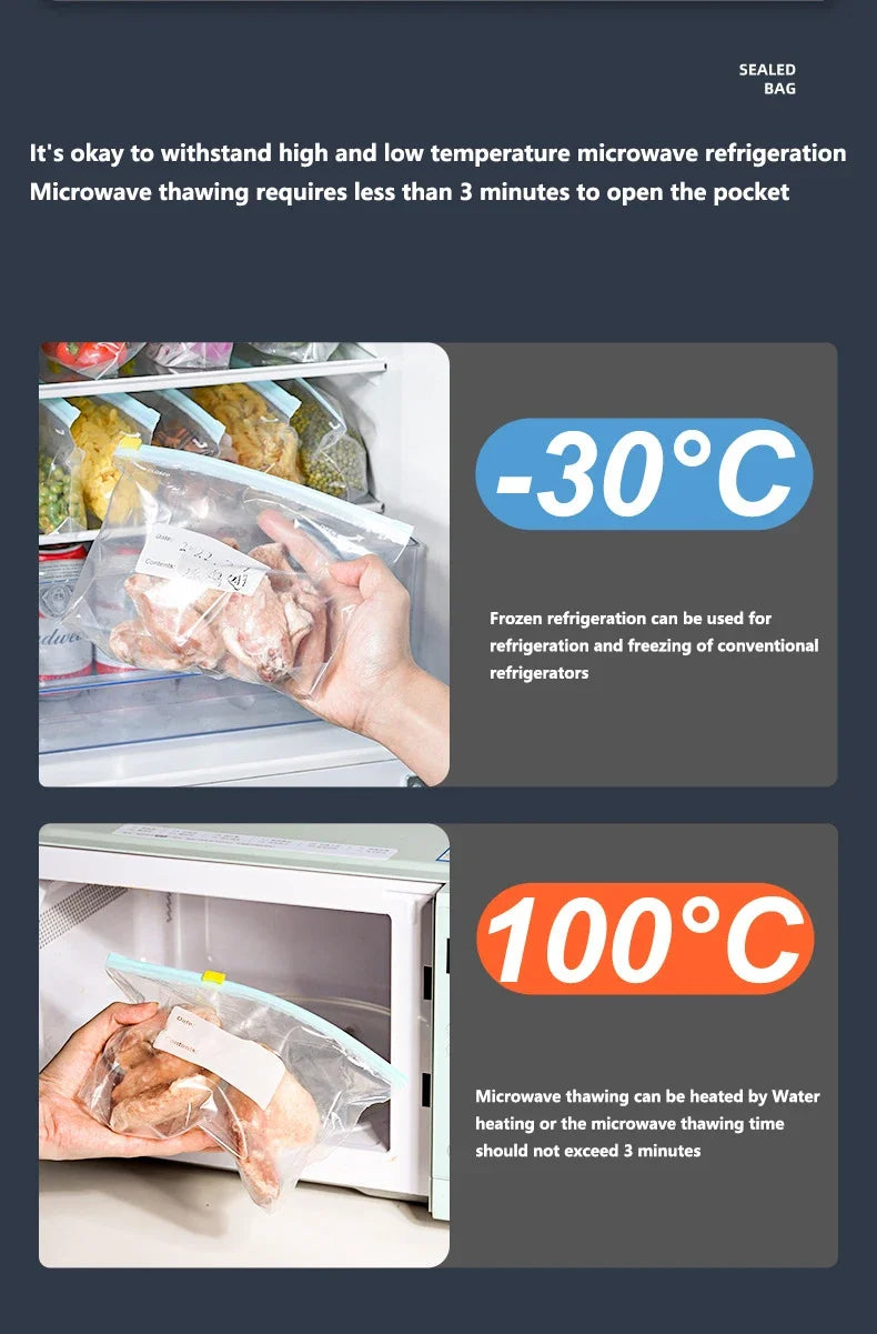 Reusable Food Storage Bags with Zip Lock — Leak-Proof & Food-Grade