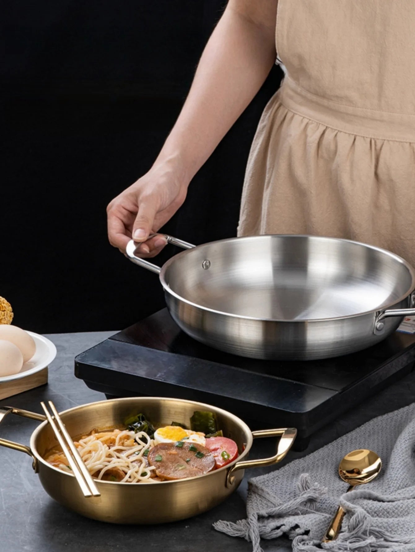 Stainless Steel Saucepan with Handle — Multi-Purpose Cooking Pot