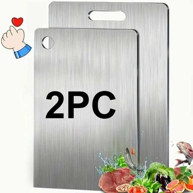 Stainless Steel Cutting Board Set (2pc) — BPA-Free & Rust-Proof
