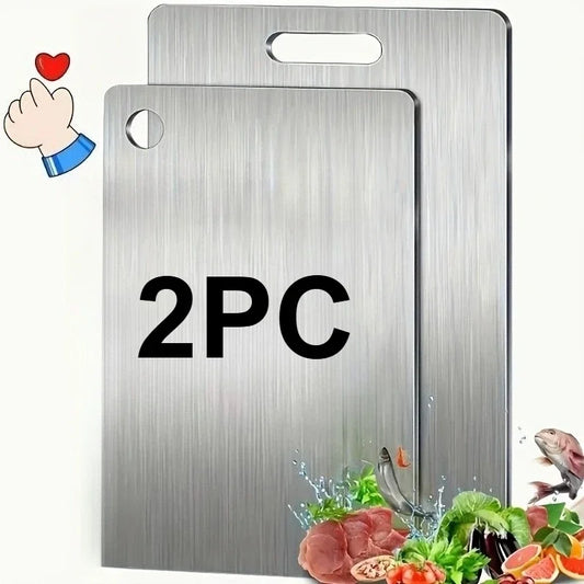 Stainless Steel Cutting Board Set (2pc) — BPA-Free & Rust-Proof