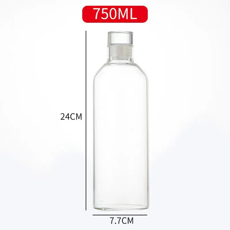 Reusable Glass Water Bottle with Leak-Proof Lid
