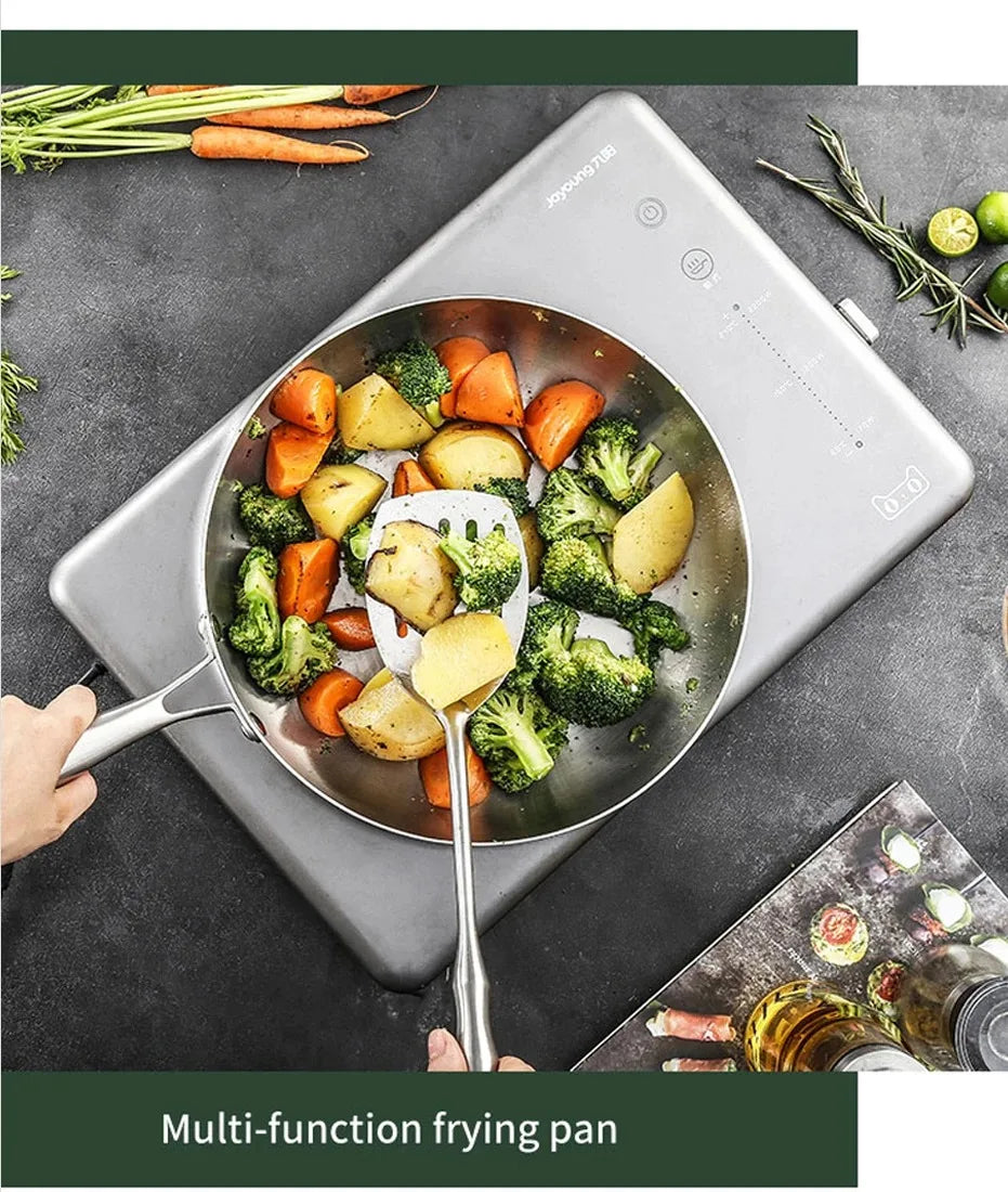 304 Stainless Steel Frying Pan NonStick Pan Fried Steak Pot Uncoated Kitchen Cookware For Gas Stove and Induction Cooker