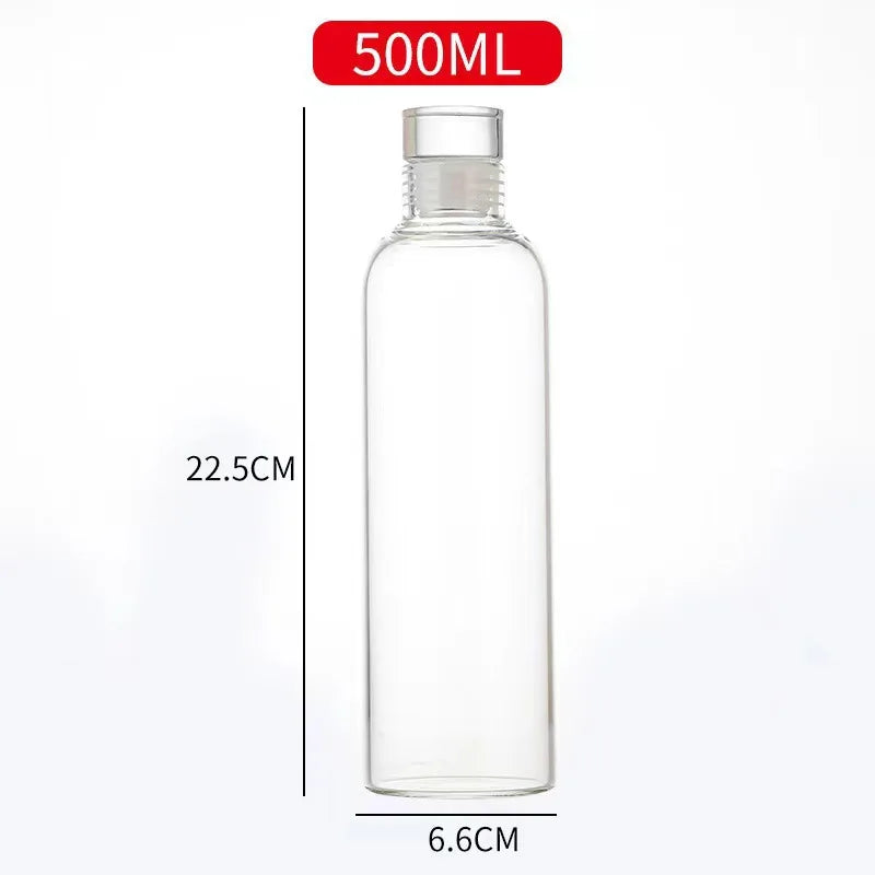 Reusable Glass Water Bottle with Leak-Proof Lid