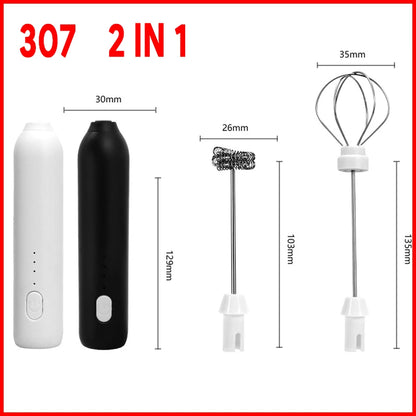 Rechargeable Electric Milk Frother — 3-Speed Handheld Whisk