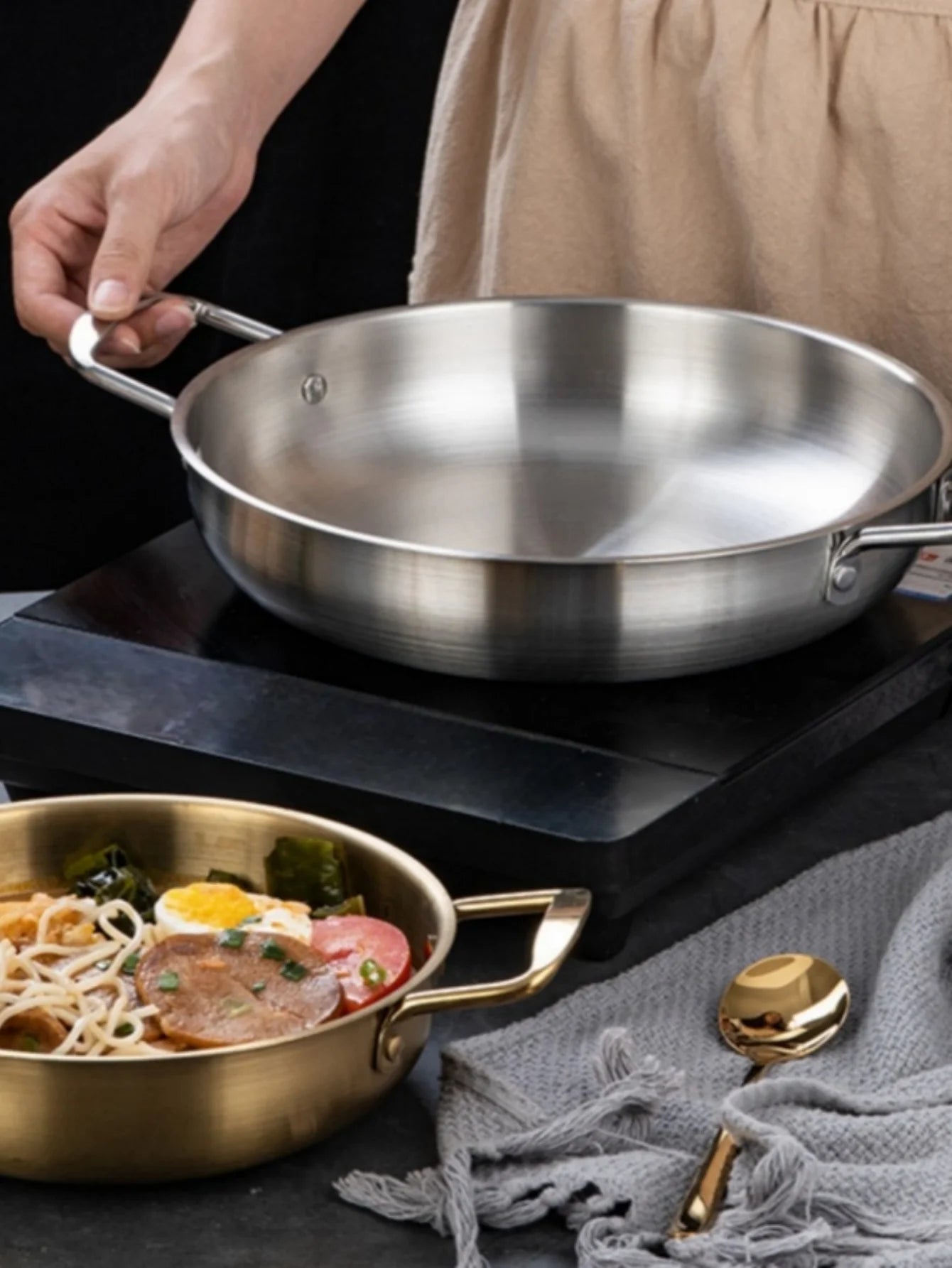Stainless Steel Saucepan with Handle — Multi-Purpose Cooking Pot
