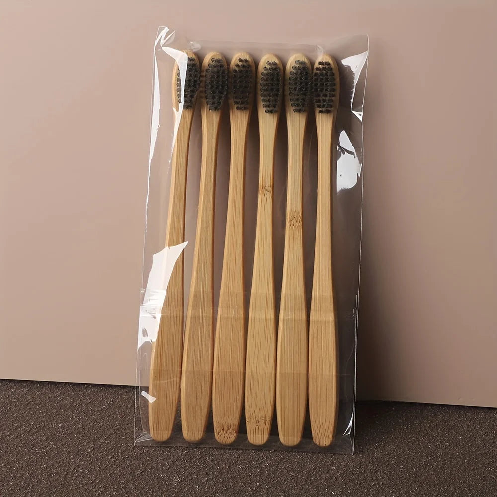Bamboo Toothbrushes (6 Pack) — Soft Bristles, Plastic-Free