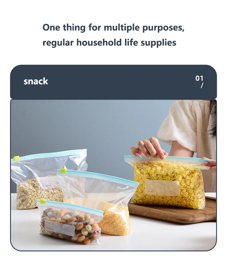 Reusable Food Storage Bags with Zip Lock — Leak-Proof & Food-Grade