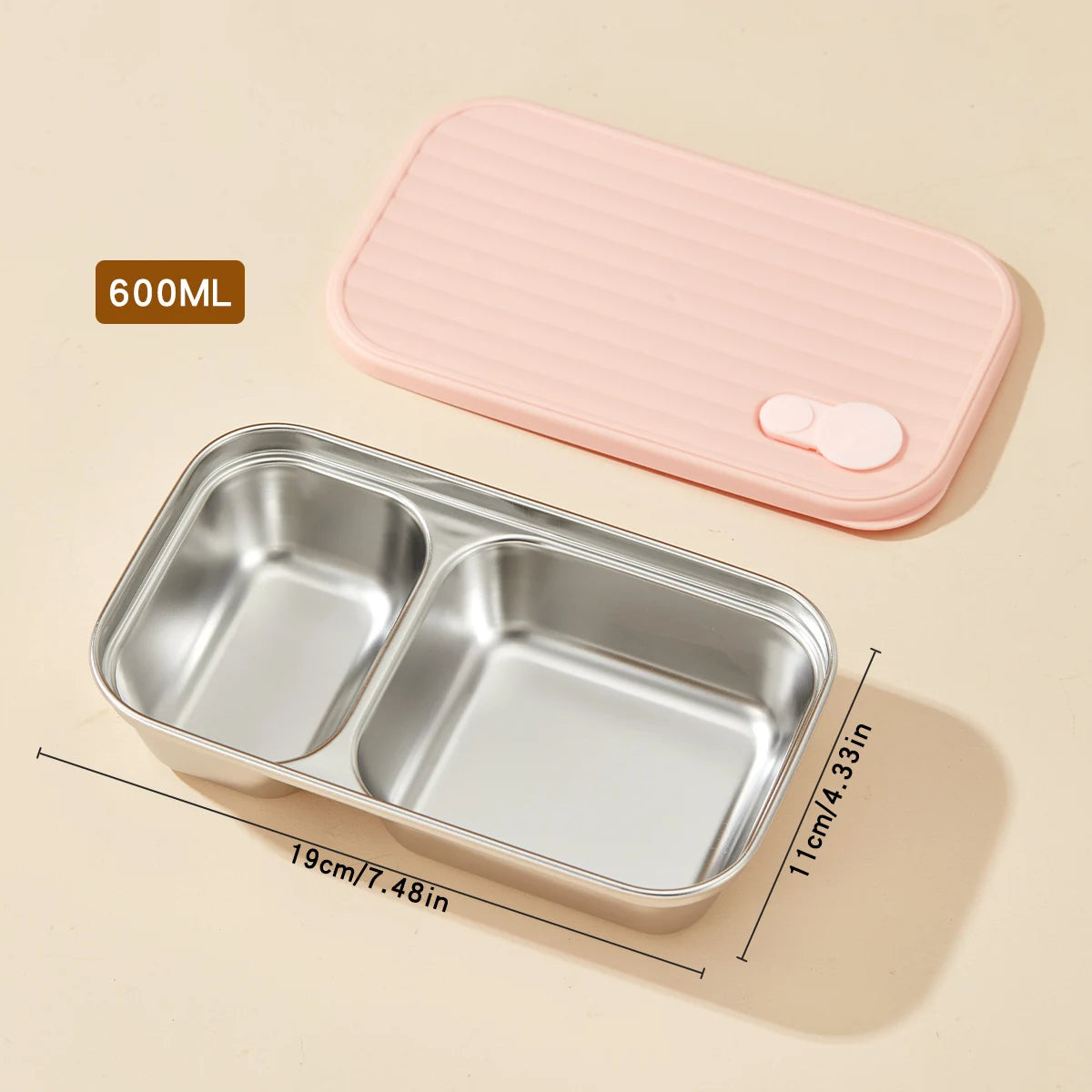 304 Stainless Steel Lunch Box — 600ml & 650ml Bento