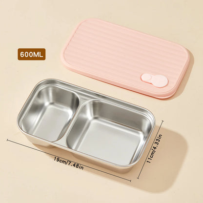 304 Stainless Steel Lunch Box — 600ml & 650ml Bento