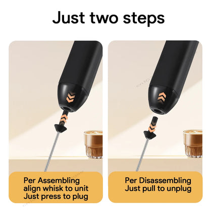 Rechargeable Electric Milk Frother — 3-Speed Handheld Whisk