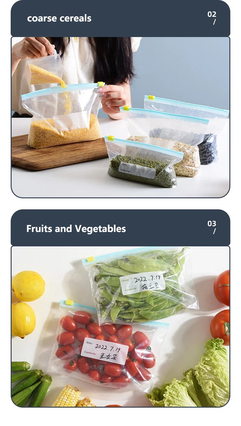Reusable Food Storage Bags with Zip Lock — Leak-Proof & Food-Grade