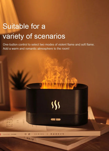 Flame-Effect Aroma Diffuser — 180ml, 7-Colour Light