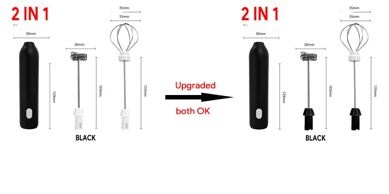 Rechargeable Electric Milk Frother — 3-Speed Handheld Whisk