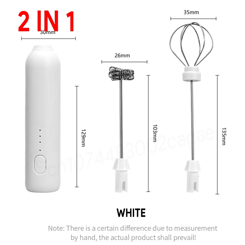 Rechargeable Electric Milk Frother — 3-Speed Handheld Whisk