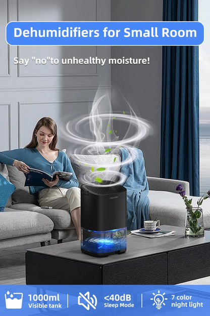Portable 1L Dehumidifier — Quiet & Energy-Efficient