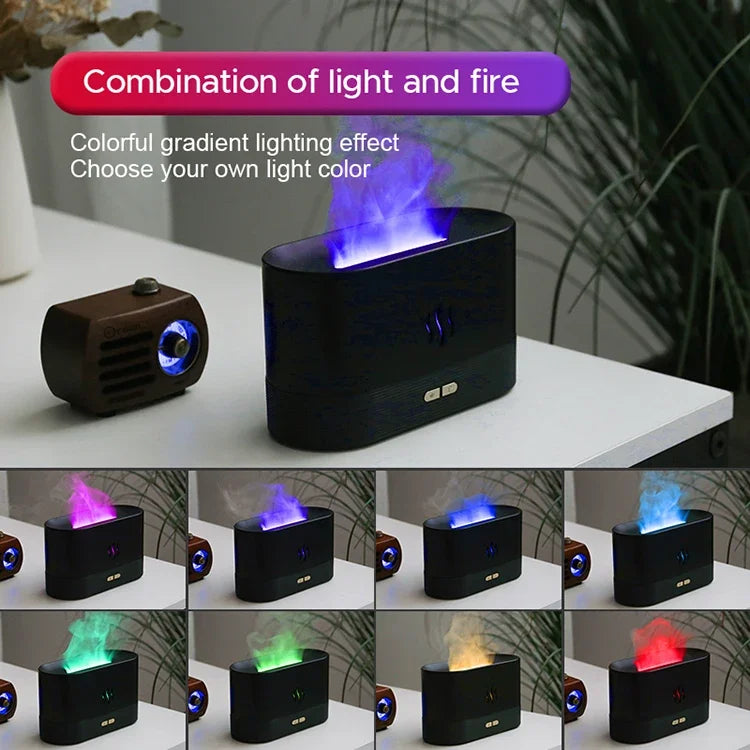 Flame-Effect Aroma Diffuser — 180ml, 7-Colour Light