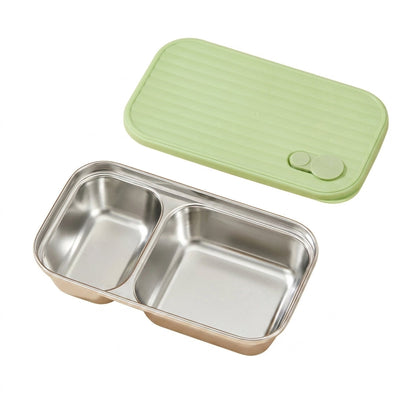 B-Style green 600ml stainless steel lunch box on white background