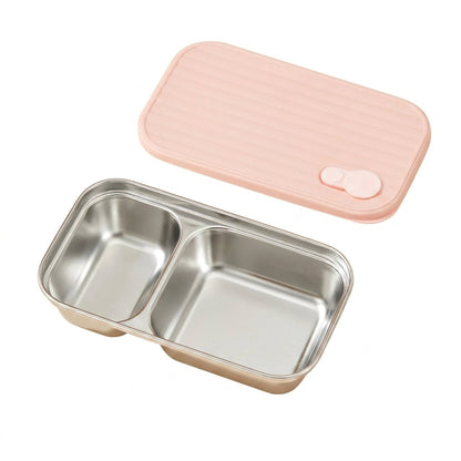 B-Style pink 600ml stainless steel lunch box on white background