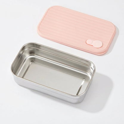 B-Style pink 700ml stainless steel lunch box on white background