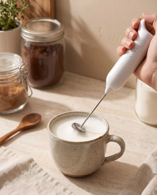 Detoxo rechargeable milk frother lifestyle