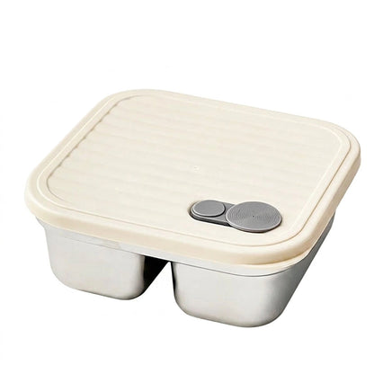 Beige 600ml stainless steel lunch box on white background