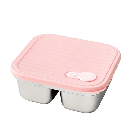 Pink 600ml stainless steel lunch box on white background
